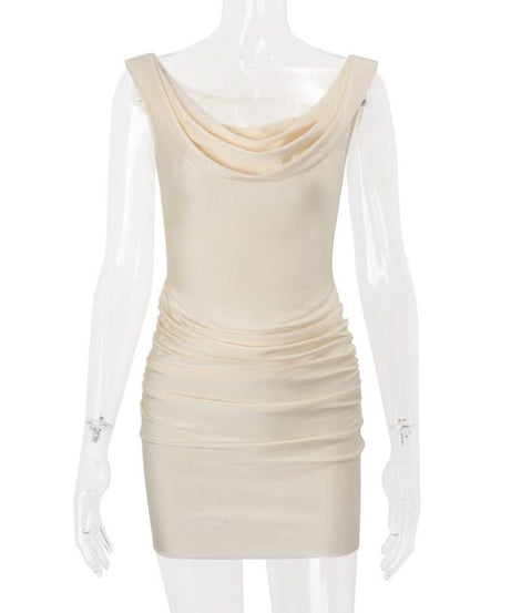 Sophisticated Cowl Neck Ruched Mini Dress - Your Chic Fall & Holiday Essential