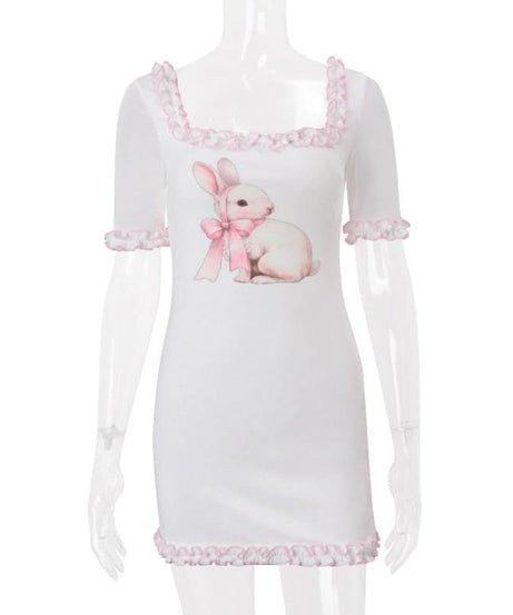 Whimsical Bunny Ruffle Mini Dress — Your Coziest Fall Style Essential