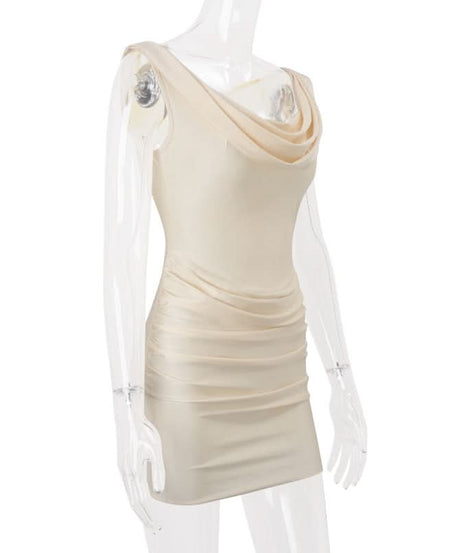 Sophisticated Cowl Neck Ruched Mini Dress - Your Chic Fall & Holiday Essential
