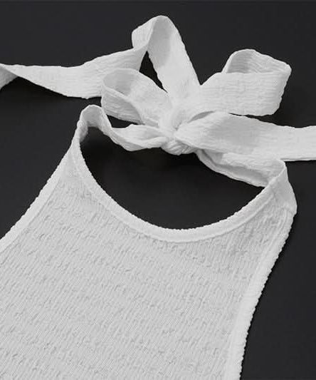 Effortless White Textured Halter Neck Tie-Hem Top - Your Chic Resort & Fall Getaway Essential