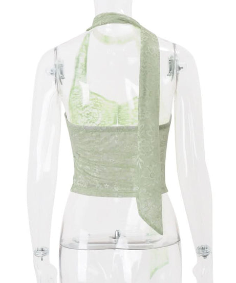 Ethereal Sage Lace Halter Top | Chic Fall Layers & Date Night Style for American Women
