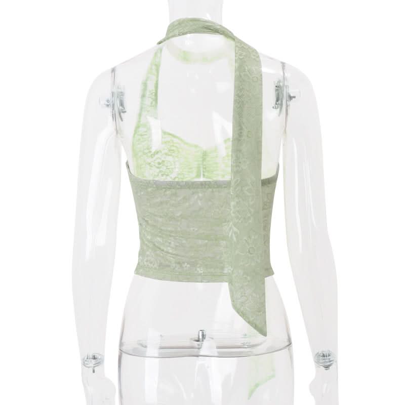 Ethereal Sage Lace Halter Top | Chic Fall Layers & Date Night Style for American Women