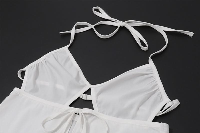 Chic White Halter Puff Sleeve Crop Top | Trendy Tie Front Cutout for Your Fall Getaway