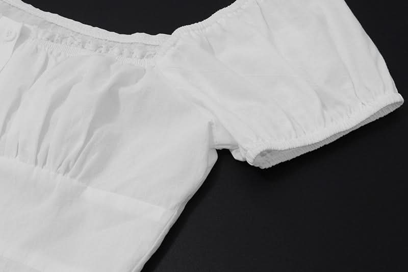 Chic White Puff Sleeve Button-Front Top for Women | Effortless Fall Style & Comfort