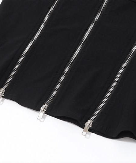 Edgy Corset-Style Zip-Up Halter Peplum Top - Fall Nights & Party Perfect