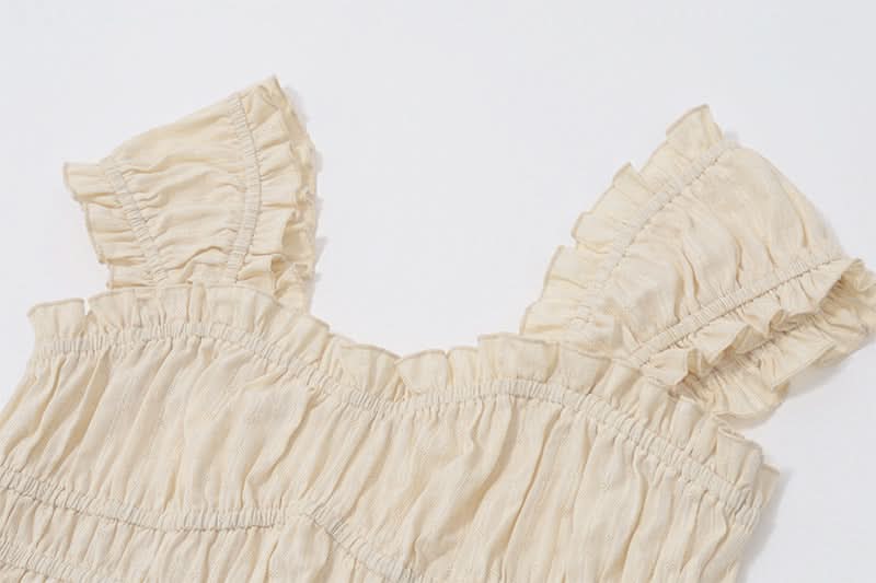 Romantic Cottagecore Smocked Crop Top with Lace Hem - Cozy Fall Style