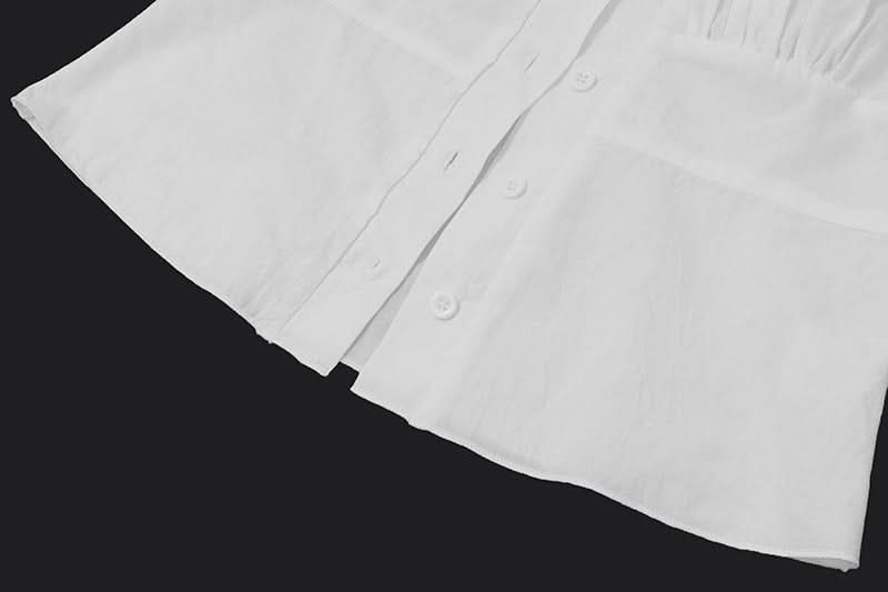 Chic White Puff Sleeve Button-Front Top for Women | Effortless Fall Style & Comfort