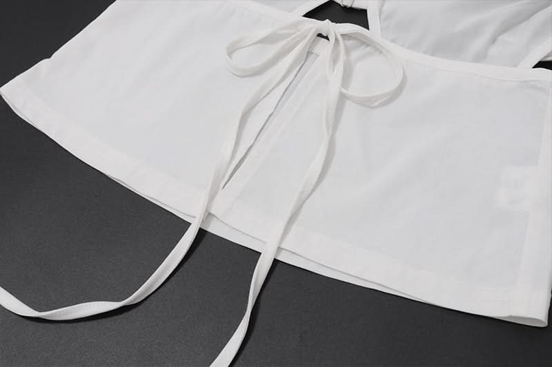 Chic White Halter Puff Sleeve Crop Top | Trendy Tie Front Cutout for Your Fall Getaway