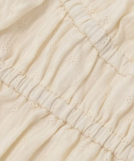 Romantic Cottagecore Smocked Crop Top with Lace Hem - Cozy Fall Style