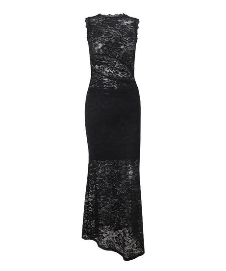 Sultry Black Lace Cutout Maxi Dress Set | Fall & Holiday Party Ready