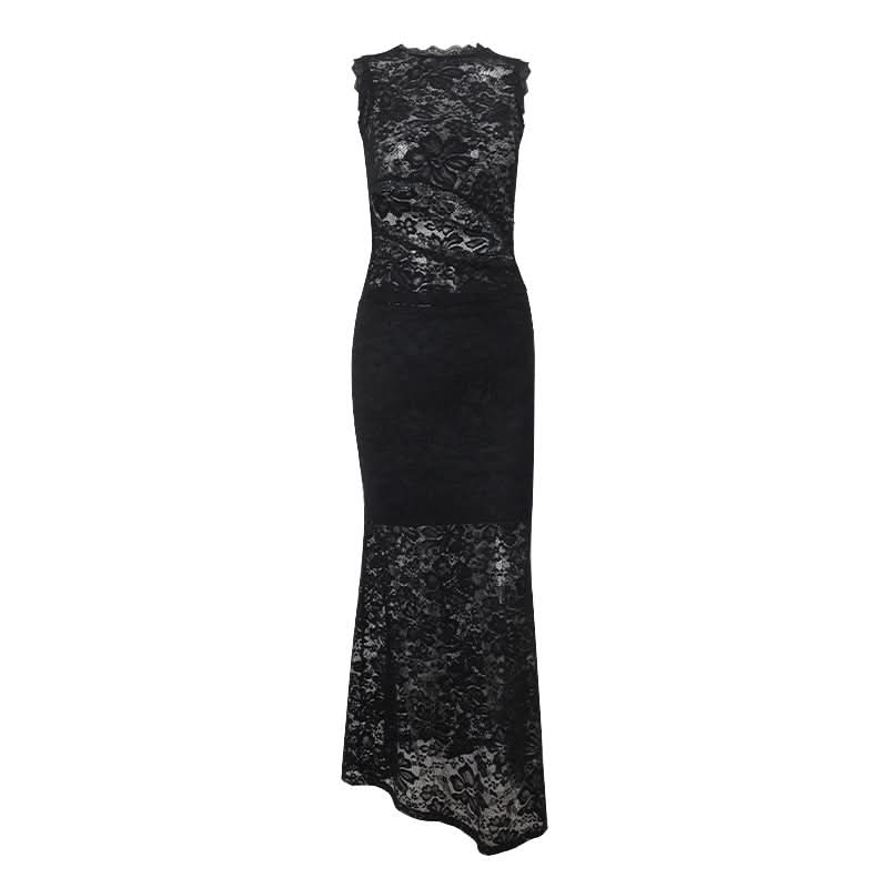 Sultry Black Lace Cutout Maxi Dress Set | Fall & Holiday Party Ready