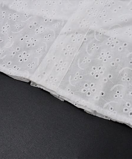 Dreamy White Eyelet Off-Shoulder Blouse | Ruffle Puff Sleeve & Ruched Front Top