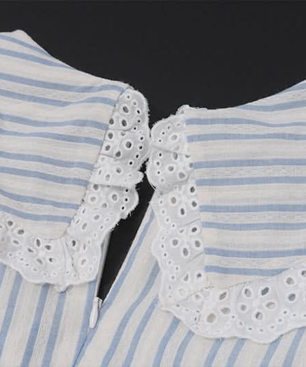 Charming Cottagecore Striped Mini Dress | Sweet Ruffle Collar & Bow Accents