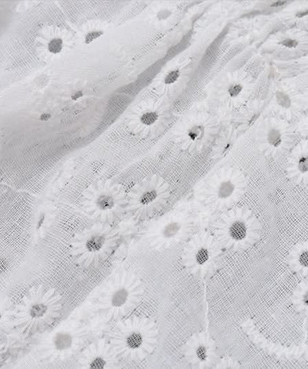 Dreamy White Eyelet Off-Shoulder Blouse | Ruffle Puff Sleeve & Ruched Front Top