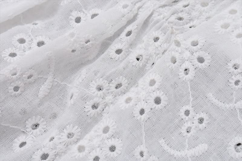 Dreamy White Eyelet Off-Shoulder Blouse | Ruffle Puff Sleeve & Ruched Front Top