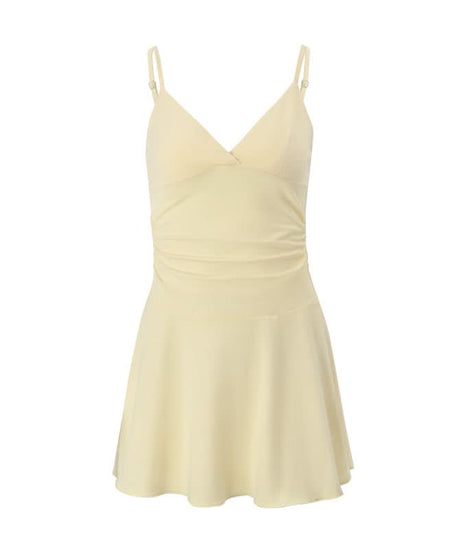 Women's Effortless Chic V-Neck Backless Cami Mini Dress - Soft, Versatile & Fall-Ready