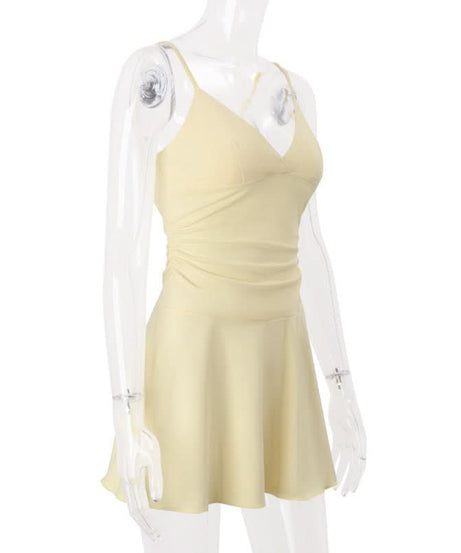 Women's Effortless Chic V-Neck Backless Cami Mini Dress - Soft, Versatile & Fall-Ready