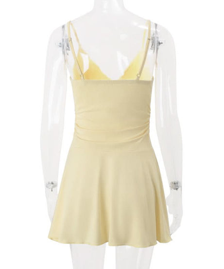 Women's Effortless Chic V-Neck Backless Cami Mini Dress - Soft, Versatile & Fall-Ready