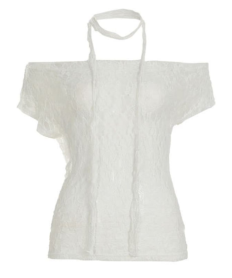 Romantic Lace Off-Shoulder Halter Top - Chic Fall Style & Beyond