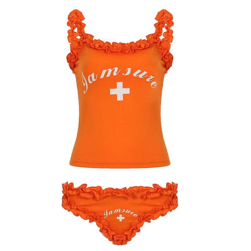 Jamsur Vibrant Ruffle Cami & Shorts Lounge Set – Cozy Chic for Fall Evenings & Tropical Escapes