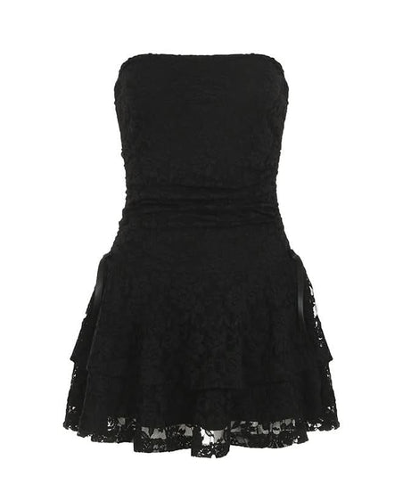 Alluring Black Lace Strapless Mini Dress - Perfect for Fall, Holiday Parties & New Year's Eve