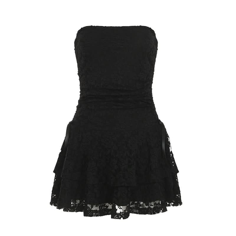 Alluring Black Lace Strapless Mini Dress - Perfect for Fall, Holiday Parties & New Year's Eve