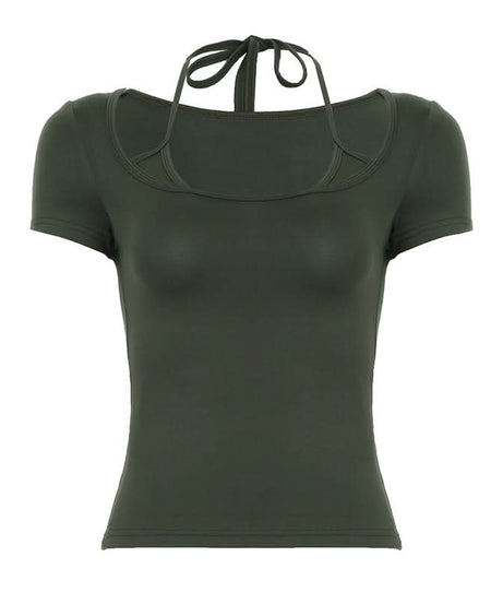 Elevated Black Halter Tie Short Sleeve Top - Fall's Chic & Versatile Wardrobe Essential