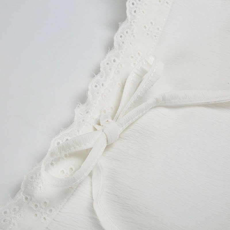 Effortless White Eyelet Mini Skirt - Scalloped Hem & Tie Waist for Resort & Transitional Style