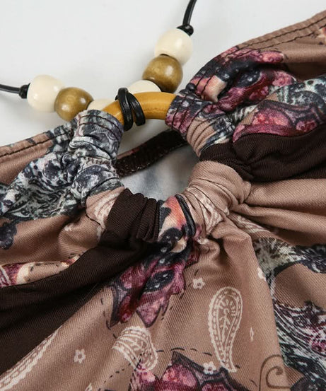 Women's Boho Paisley Halter Top | Beaded Keyhole & Flowy Hem for Effortless Fall Style