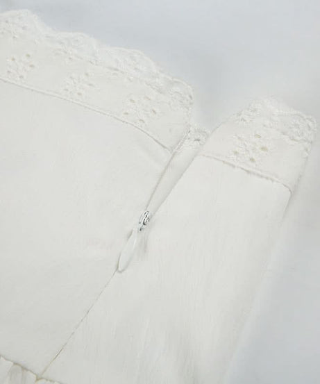 Effortless White Eyelet Mini Skirt - Scalloped Hem & Tie Waist for Resort & Transitional Style