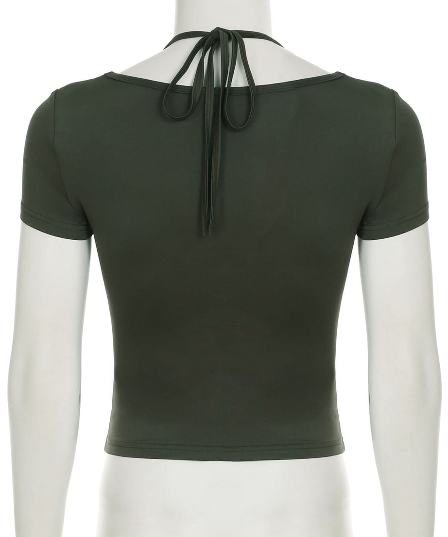 Elevated Black Halter Tie Short Sleeve Top - Fall's Chic & Versatile Wardrobe Essential