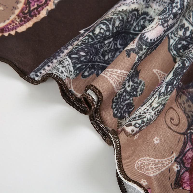 Women's Boho Paisley Halter Top | Beaded Keyhole & Flowy Hem for Effortless Fall Style