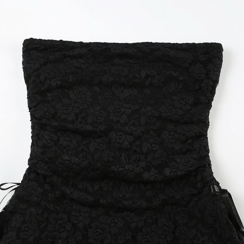 Alluring Black Lace Strapless Mini Dress - Perfect for Fall, Holiday Parties & New Year's Eve