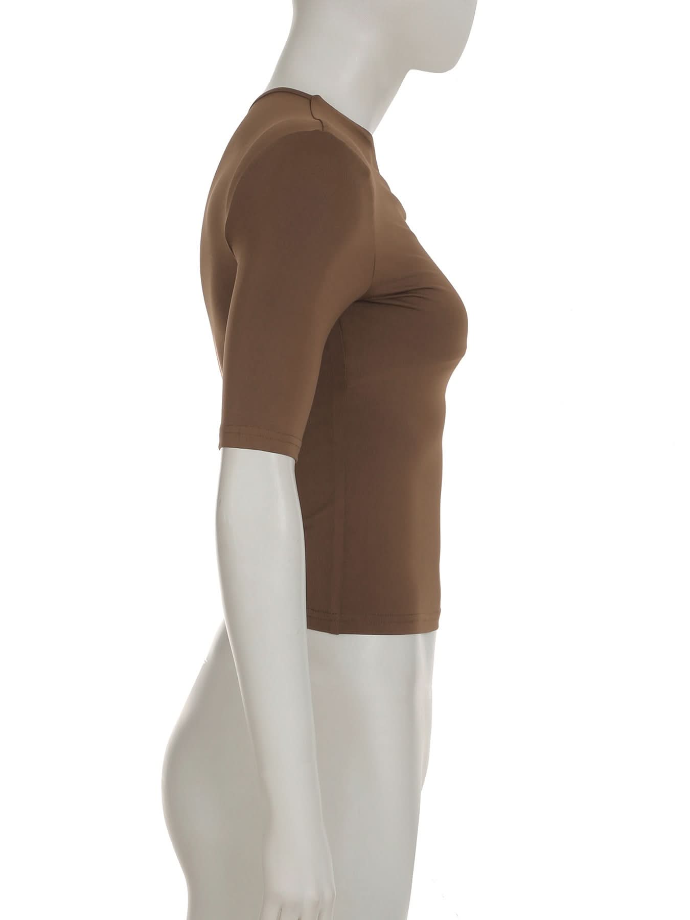 Chic Fall Asymmetrical Top: One-Shoulder Ruched Design with Luxe Gold Buckle - Mocha Brown