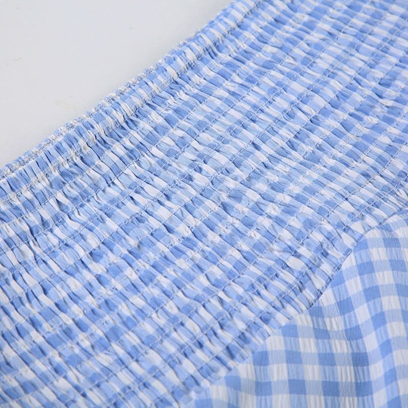Effortless Chic: Blue Gingham Smocked Mermaid Maxi Skirt - Your Perfect Transitional & Resort Piece