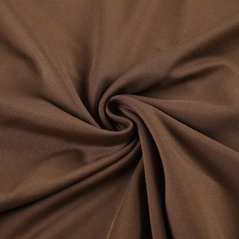 Chic Fall Asymmetrical Top: One-Shoulder Ruched Design with Luxe Gold Buckle - Mocha Brown