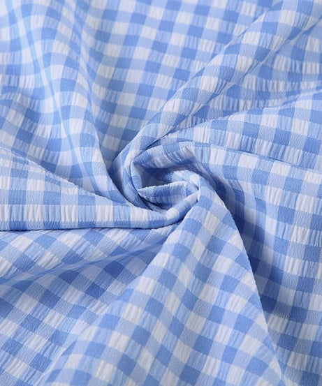 Effortless Chic: Blue Gingham Smocked Mermaid Maxi Skirt - Your Perfect Transitional & Resort Piece