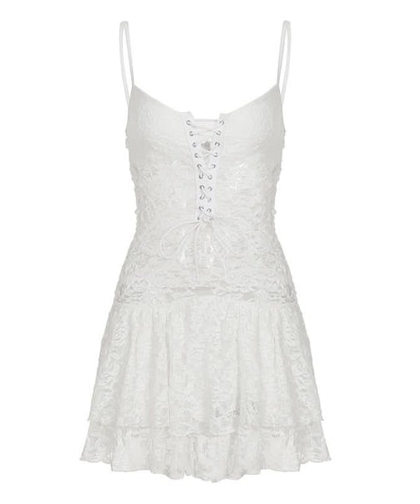 Dreamy White Lace Corset Mini Dress - Perfect for Halloween, Holiday Parties & Romantic Nights Out