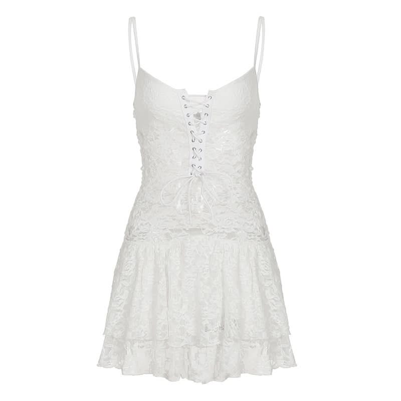 Dreamy White Lace Corset Mini Dress - Perfect for Halloween, Holiday Parties & Romantic Nights Out
