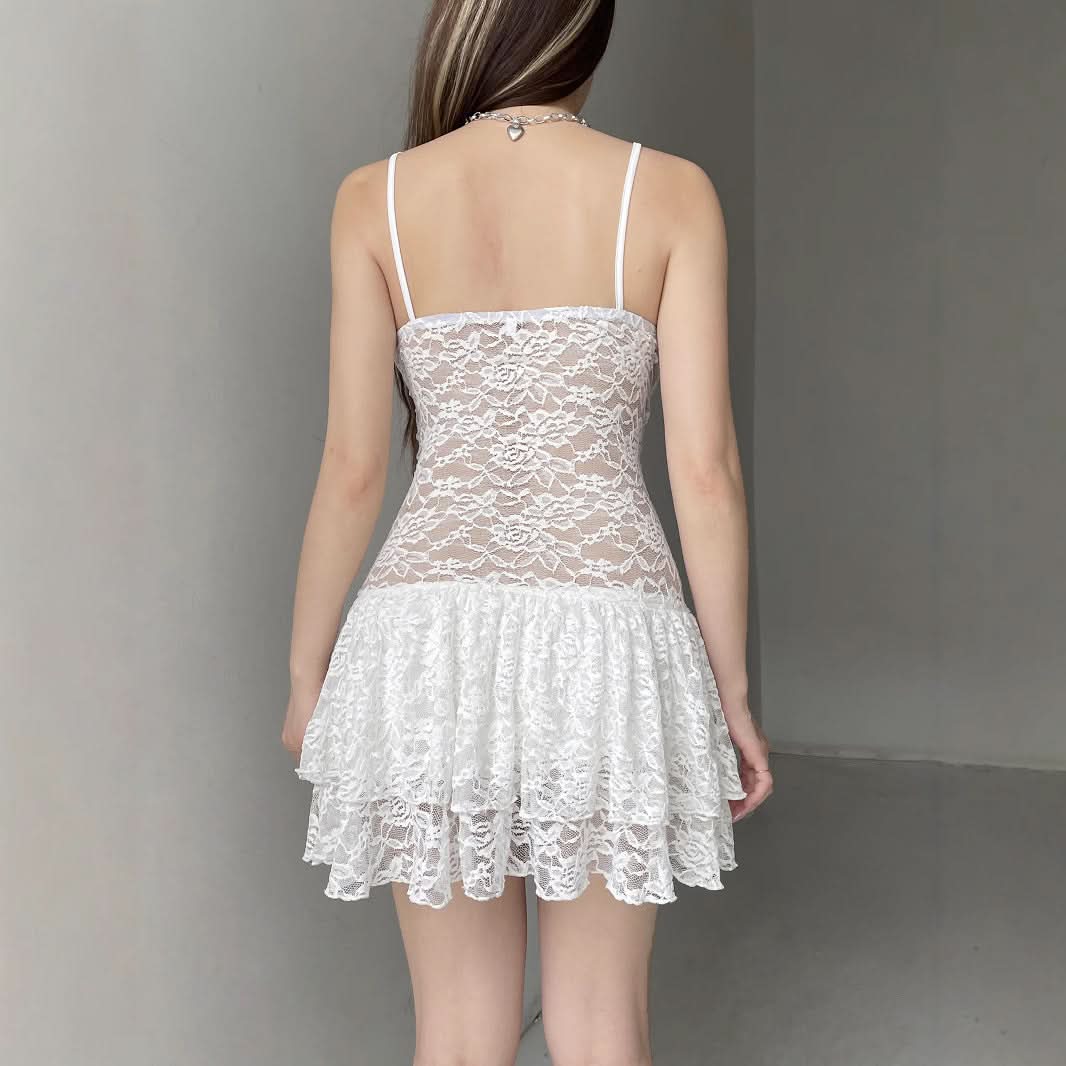Dreamy White Lace Corset Mini Dress - Perfect for Halloween, Holiday Parties & Romantic Nights Out
