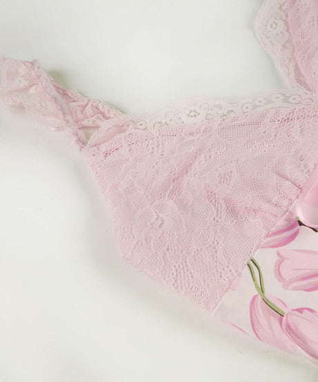 Sweetheart Tulip Print Cami Midi Dress with Scalloped Lace Trim - Effortless Transitional Style