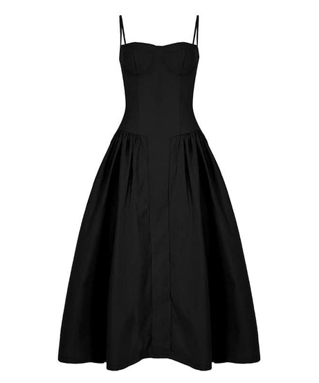 Chic Black Bustier Backless Midi Dress - Your Fall & Holiday Event Staple