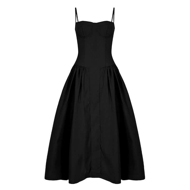Chic Black Bustier Backless Midi Dress - Your Fall & Holiday Event Staple