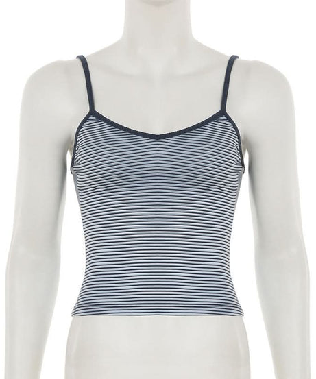 Chic Striped V-Neck Cami Top - Essential Fall Layering with Stylish Back Detail