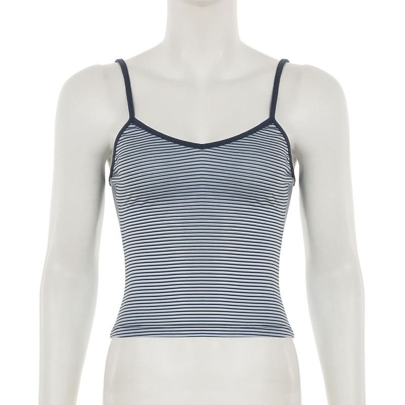 Chic Striped V-Neck Cami Top - Essential Fall Layering with Stylish Back Detail