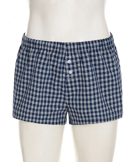 Cozy Fall Vibes: Women's Classic Plaid Boxer Shorts – 'Boyfriend' Comfort Loungewear
