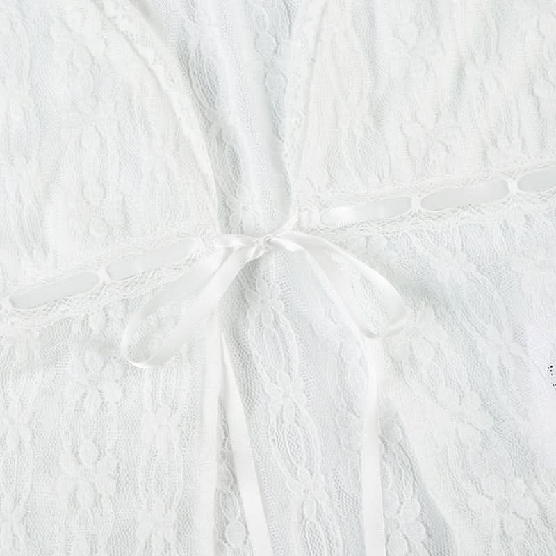 Romantic White Lace Tie-Front Top | Cap Sleeve V-Neck Blouse for Fall