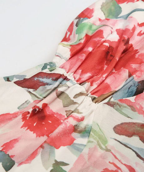 Vibrant Floral Ruched Tube Top - Chic Vacation & Resort Wear for Women