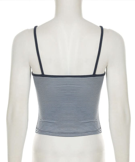 Chic Striped V-Neck Cami Top - Essential Fall Layering with Stylish Back Detail