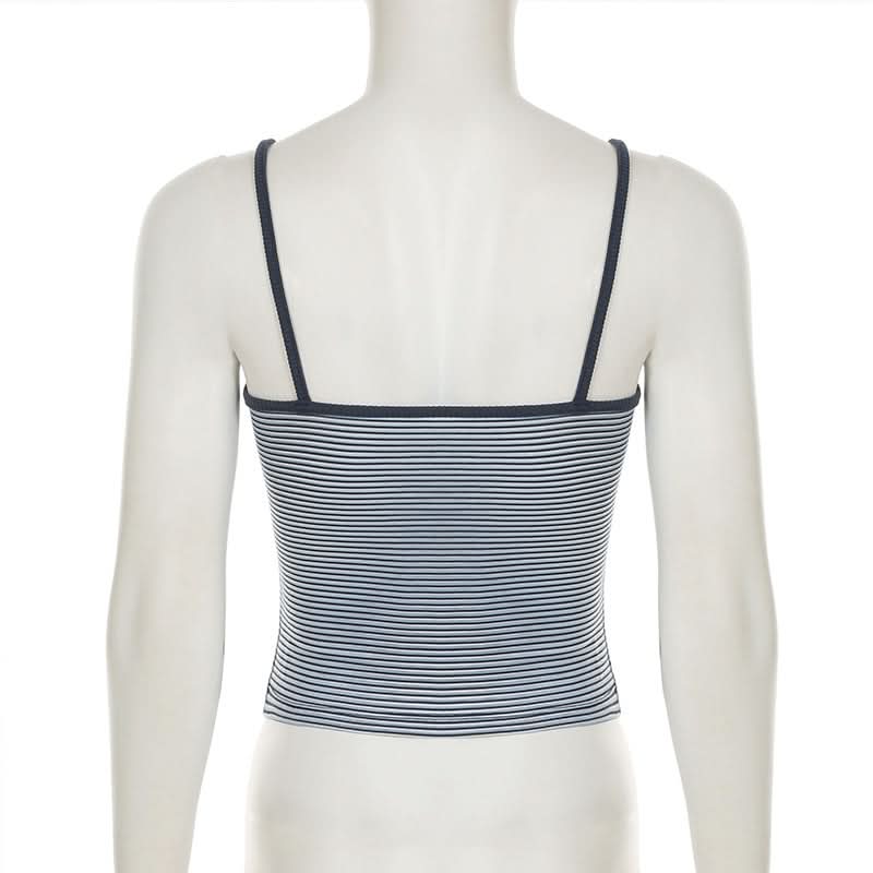 Chic Striped V-Neck Cami Top - Essential Fall Layering with Stylish Back Detail